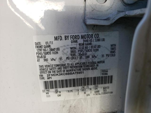 Photo 10 from auction – 2011 FORD EDGE LIMIT with VIN 2FMDK3KC6BBA75951