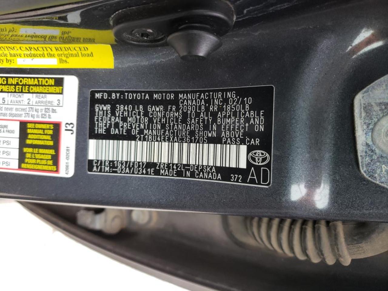 Photo 10 from auction – 2010 TOYOTA COROLLA BA with VIN 2T1BU4EEXAC361705