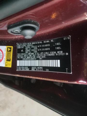 Photo 10 from auction – 2018 TOYOTA HIGHLANDER with VIN 5TDJZRFHXJS898147