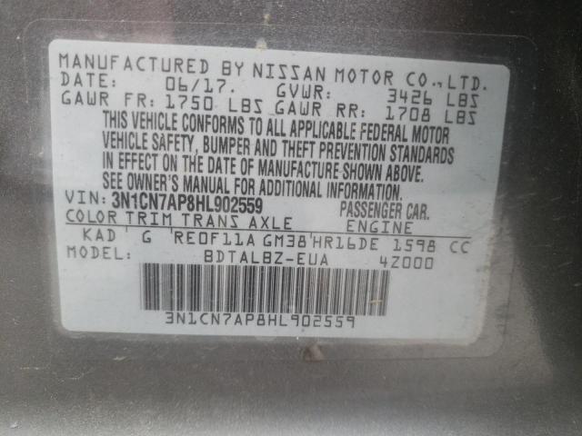 Photo 10 from auction – 2017 NISSAN VERSA S with VIN 3N1CN7AP8HL902559
