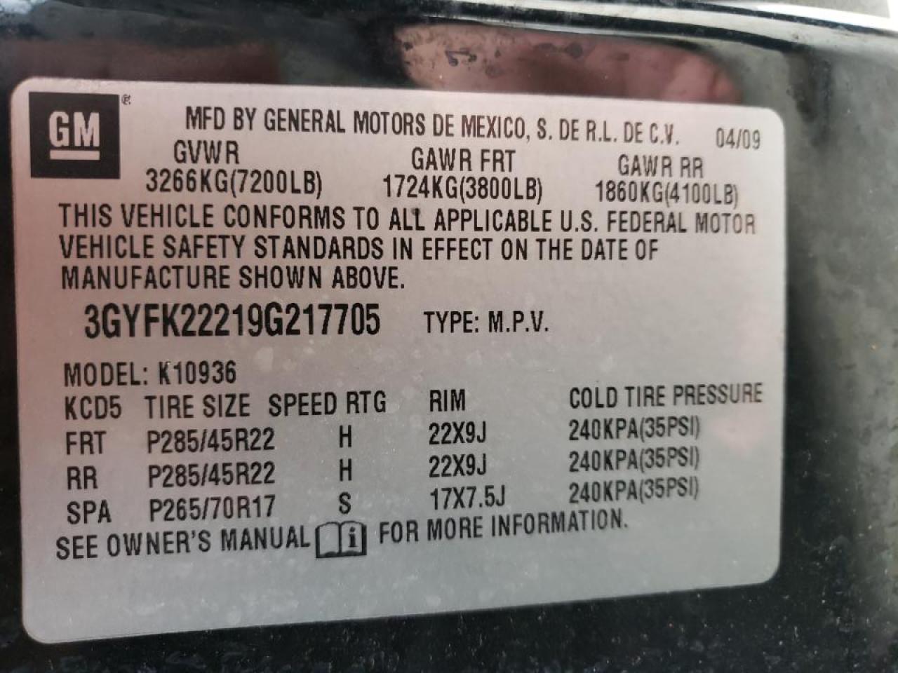 Photo 10 from auction – 2009 CADILLAC ESCALADE E with VIN 3GYFK22219G217705