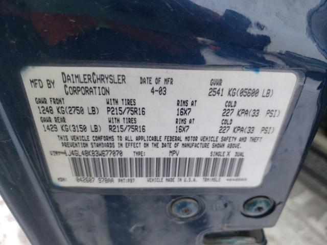 Photo 10 from auction – 2003 JEEP LIBERTY SP with VIN 1J4GL48K83W677070