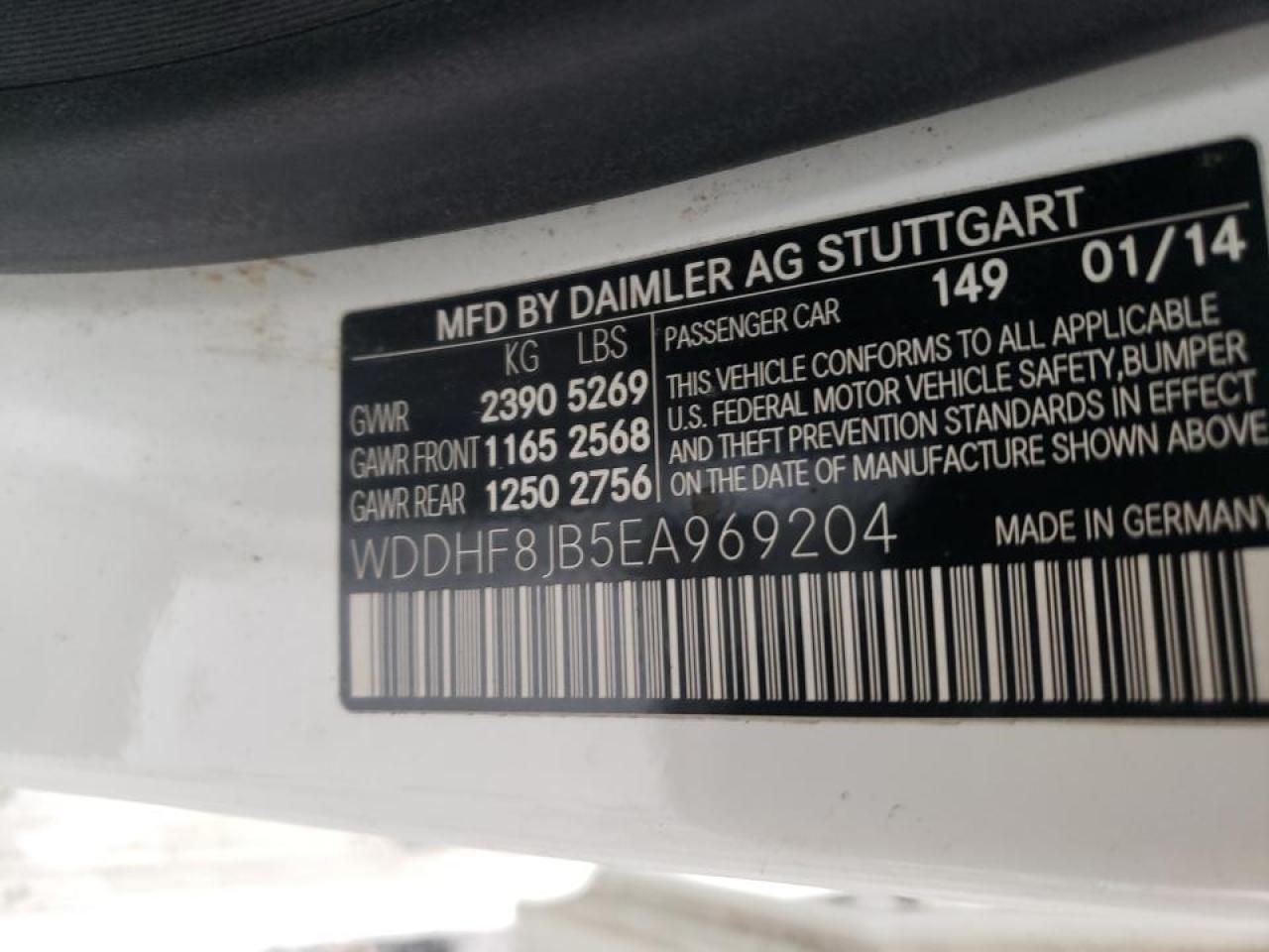 Photo 10 from auction – 2014 MERCEDES-BENZ E 350 4MAT with VIN WDDHF8JB5EA969204