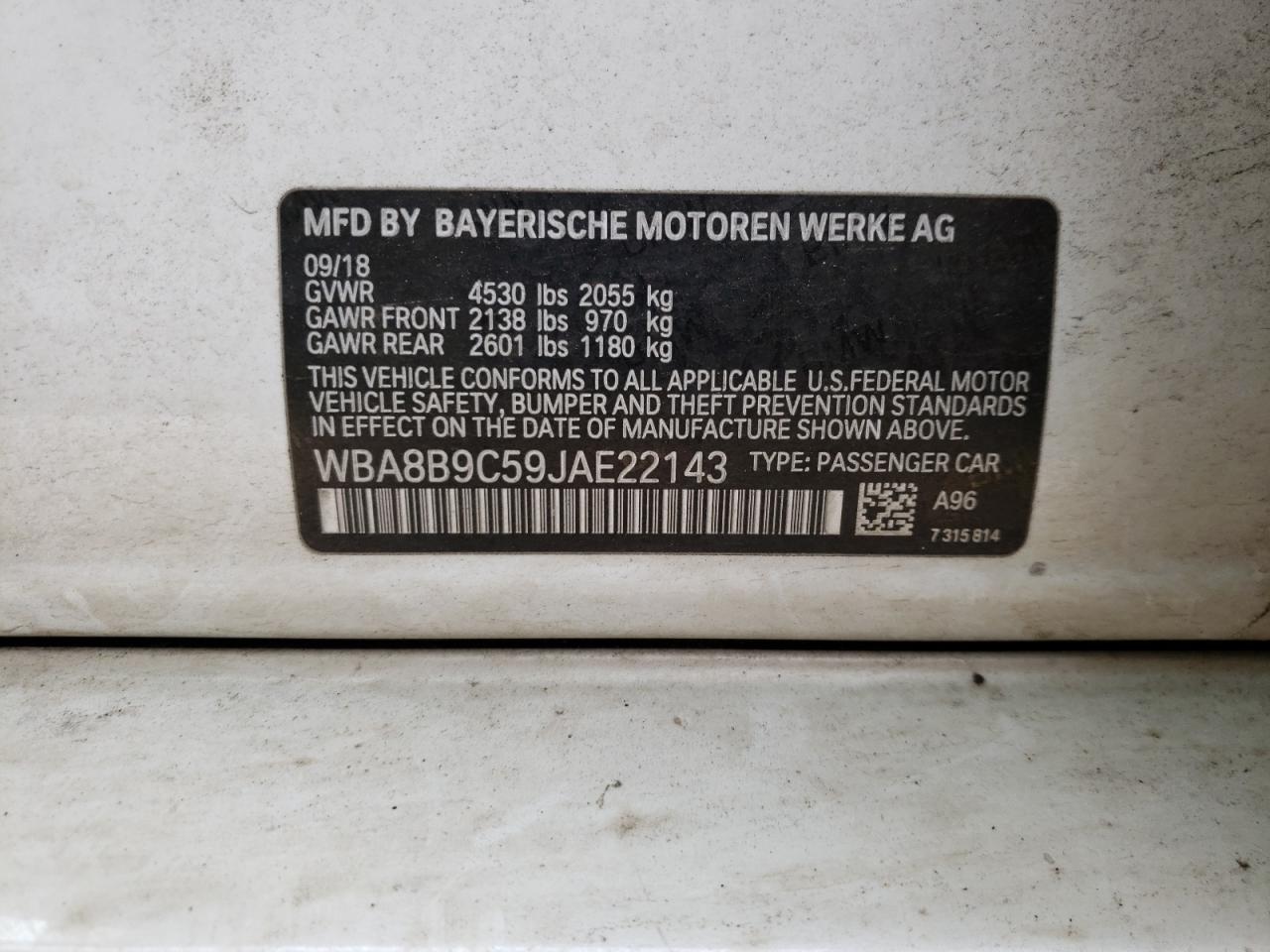 Foto 10 de la subasta – 2018 BMW 330 I con VIN WBA8B9C59JAE22143
