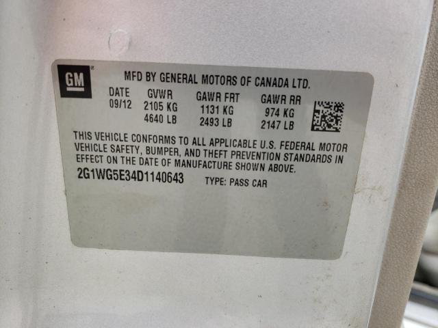 Photo 10 from auction – 2013 CHEVROLET IMPALA LT with VIN 2G1WG5E34D1140643