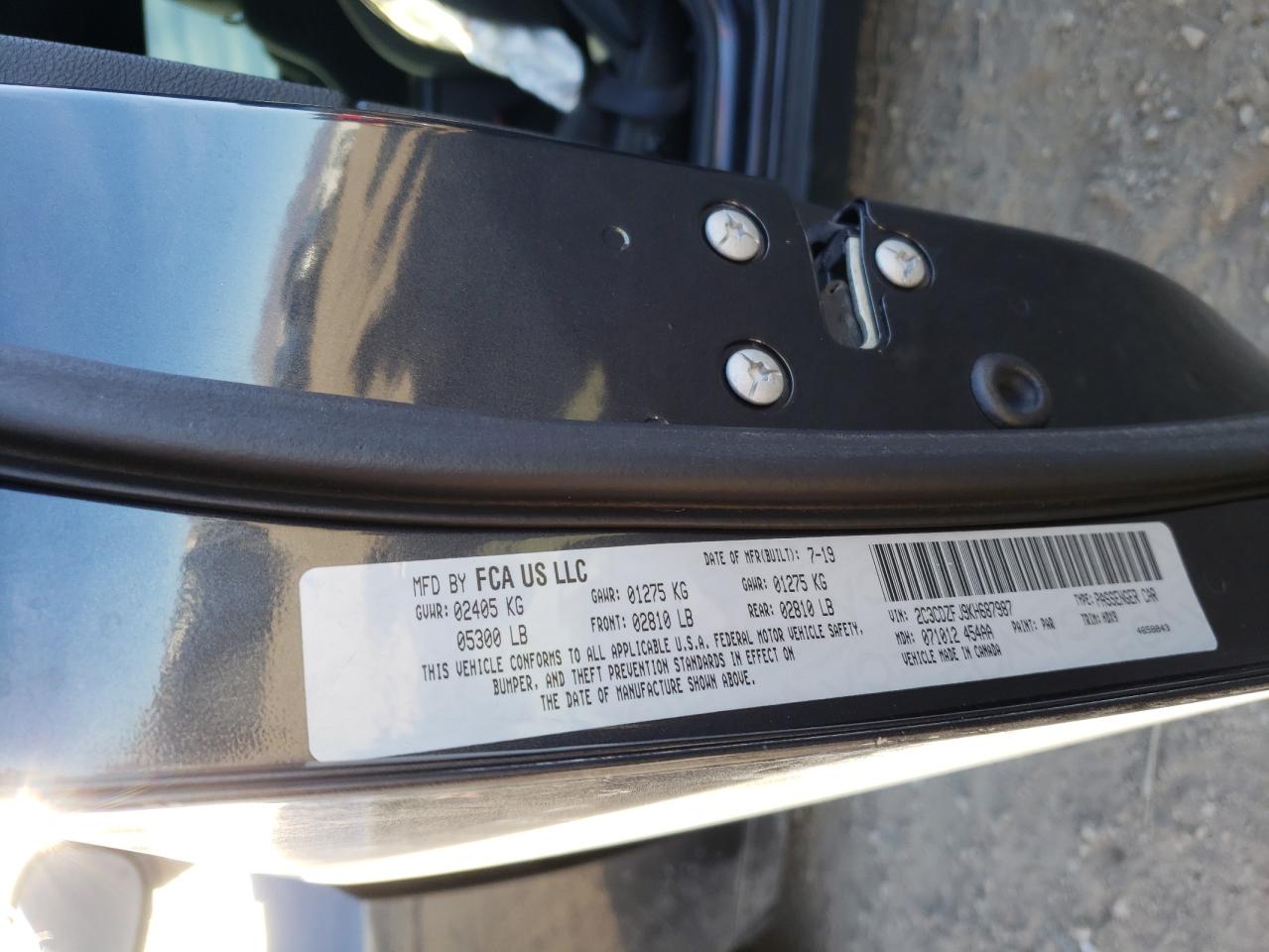 Photo 10 from auction – 2019 DODGE CHALLENGER with VIN 2C3CDZFJ9KH687987