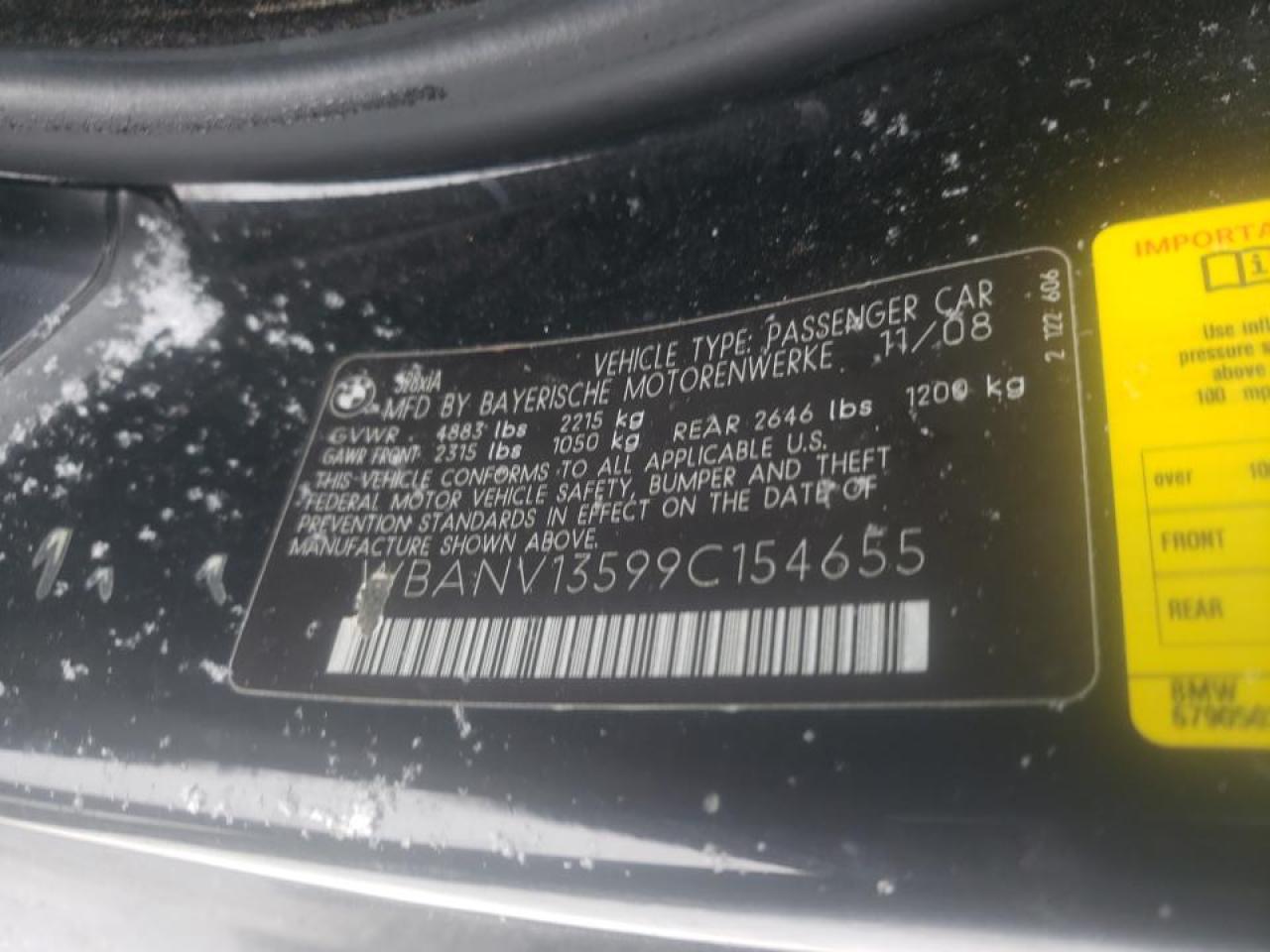 Photo 10 from auction – 2009 BMW 528 XI with VIN WBANV13599C154655
