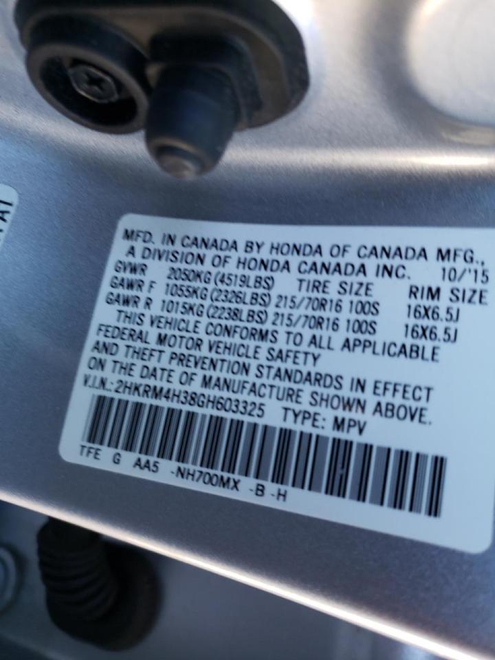 Photo 10 from auction – 2016 HONDA CR-V LX with VIN 2HKRM4H38GH603325