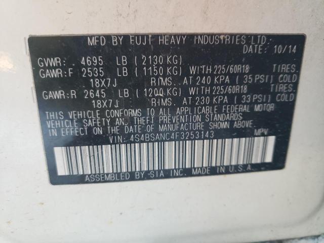 Photo 10 from auction – 2015 SUBARU OUTBACK 2. with VIN 4S4BSANC4F3253143