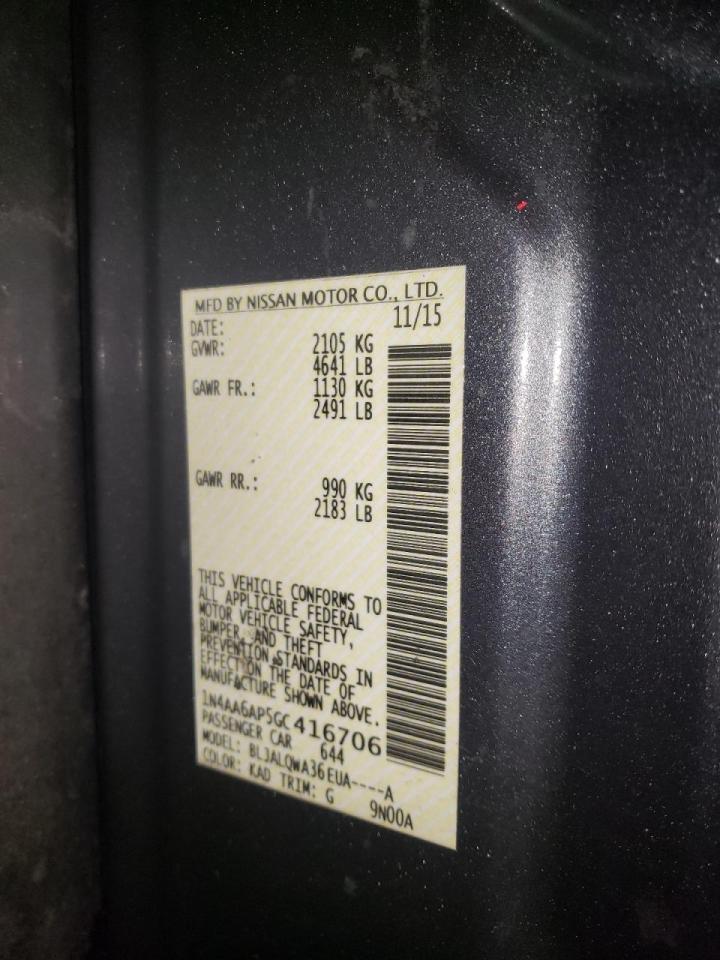 Photo 10 from auction – 2016 NISSAN MAXIMA 3.5 with VIN 1N4AA6AP5GC416706