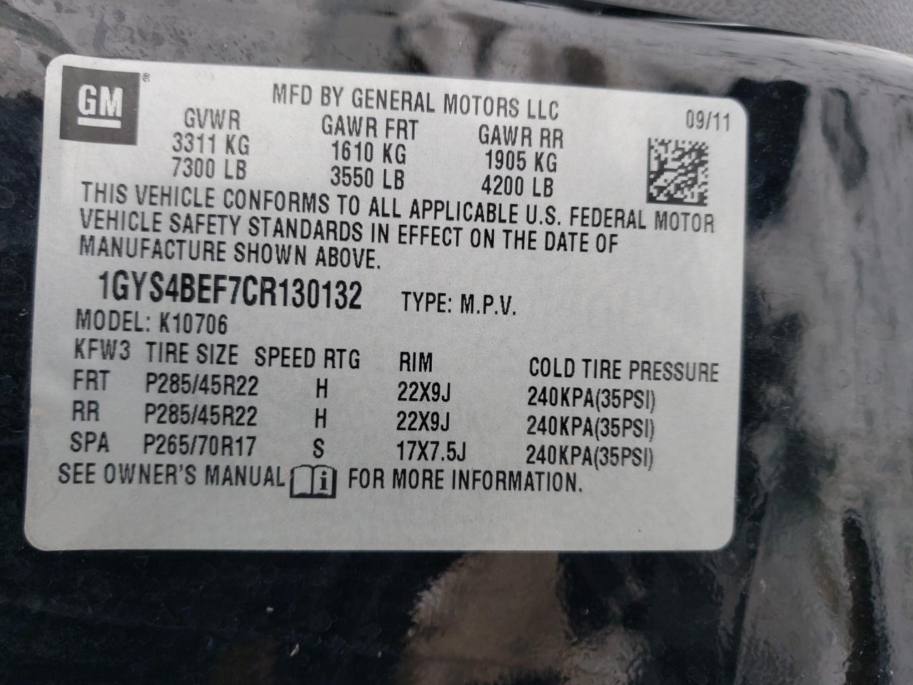 Photo 10 from auction – 2012 CADILLAC ESCALADE L with VIN 1GYS4BEF7CR130132