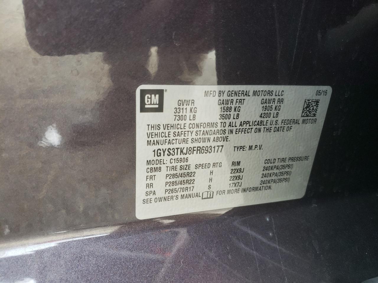 Photo 10 from auction – 2015 CADILLAC ESCALADE E with VIN 1GYS3TKJ8FR693177