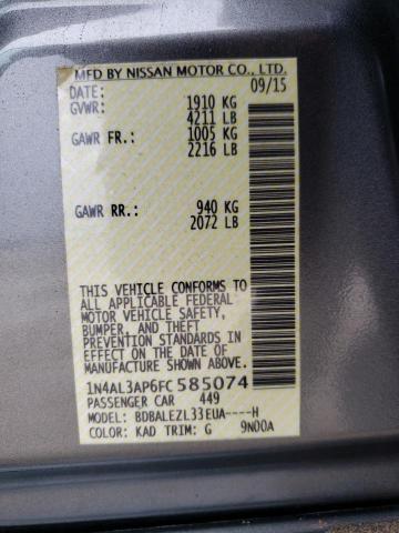 Photo 10 from auction – 2015 NISSAN ALTIMA 2.5 with VIN 1N4AL3AP6FC585074