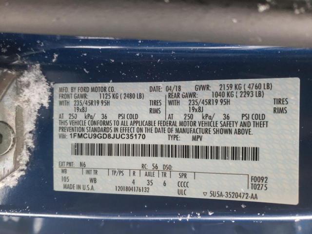 Photo 10 from auction – 2018 FORD ESCAPE SE with VIN 1FMCU9GD8JUC35170