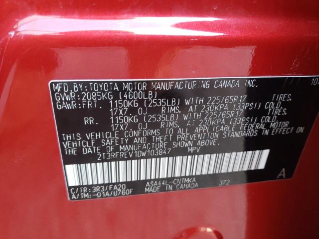 Photo 10 from auction – 2013 TOYOTA RAV4 XLE with VIN 2T3RFREV1DW103847