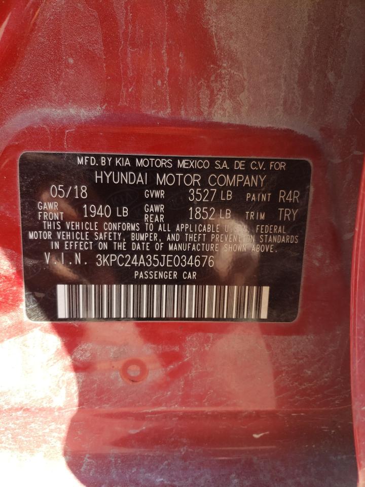 Photo 10 from auction – 2018 HYUNDAI ACCENT SE with VIN 3KPC24A35JE034676