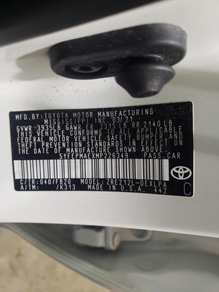 Photo 10 from auction – 2021 TOYOTA COROLLA LE with VIN 5YFEPMAEXMP226349