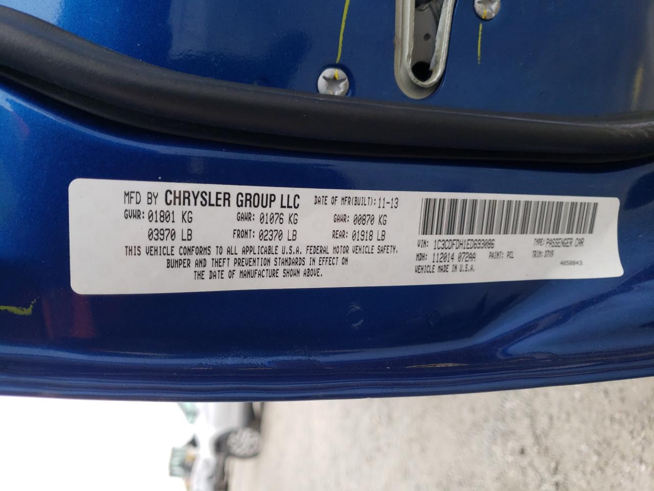 Photo 10 from auction – 2014 DODGE DART SE AE with VIN 1C3CDFDH1ED693086