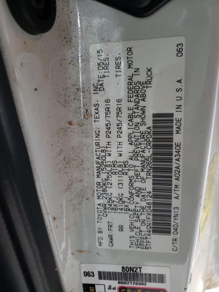 Photo 10 from auction – 2015 TOYOTA TACOMA PRE with VIN 5TFTX4GN1FX048124