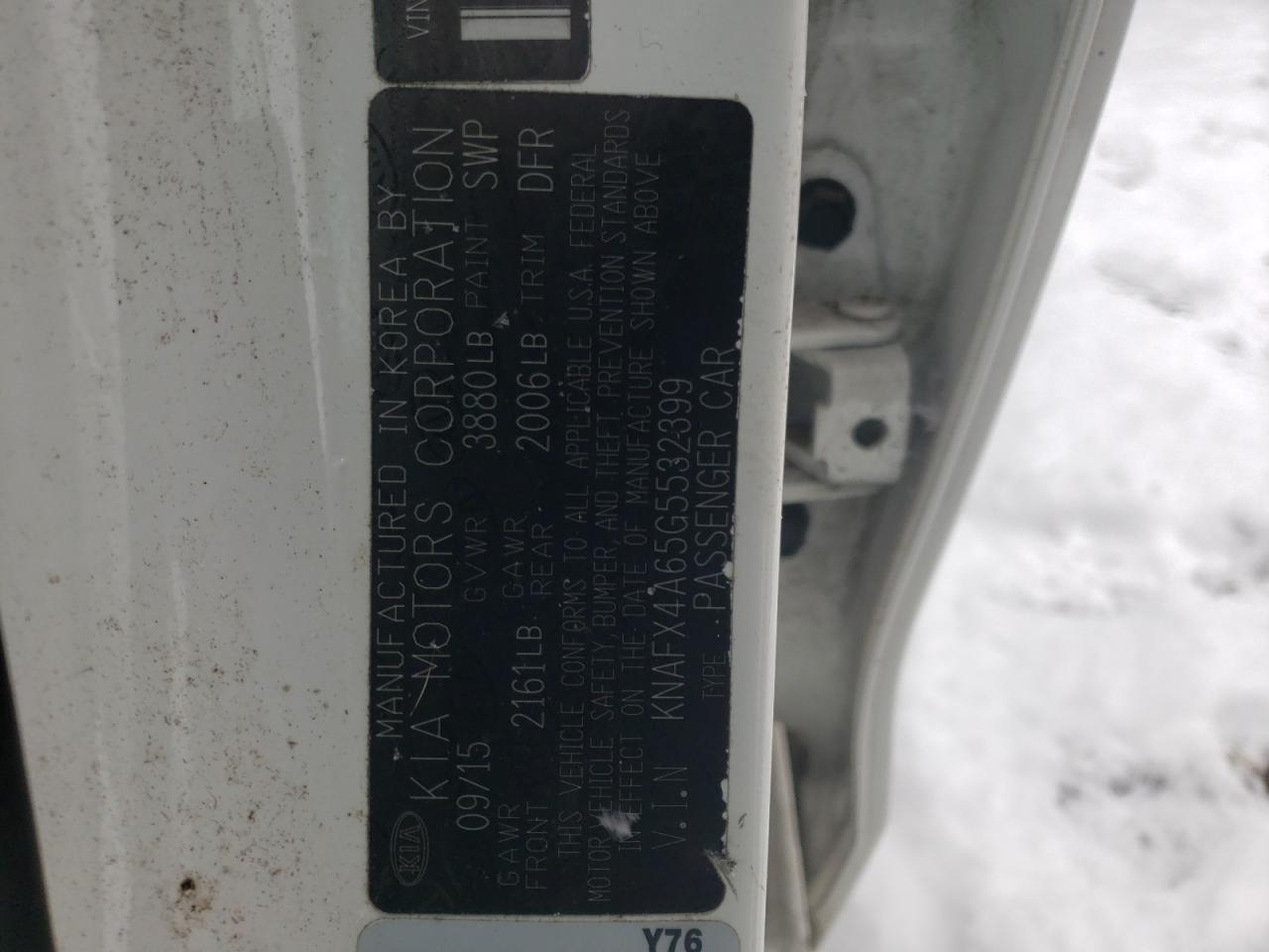 Photo 10 from auction – 2016 KIA FORTE LX with VIN KNAFX4A65G5532399