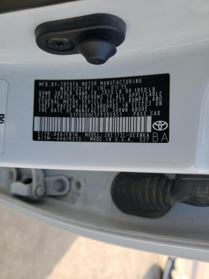 Photo 10 from auction – 2015 TOYOTA COROLLA L with VIN 5YFBURHE5FP265951