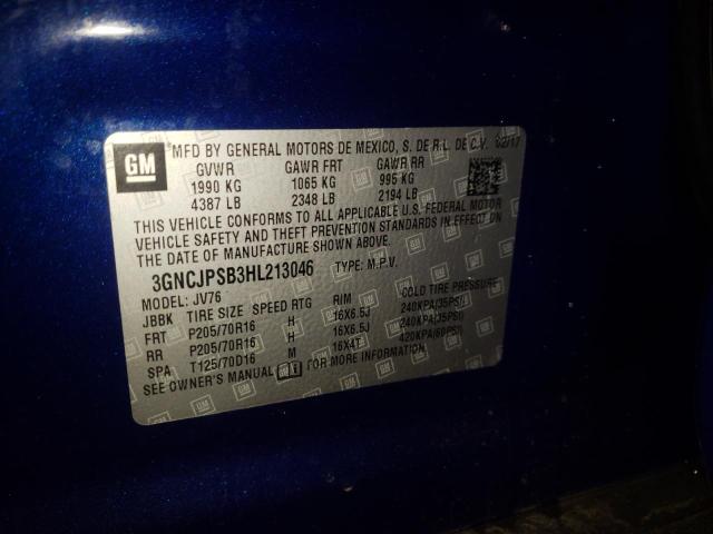 Photo 10 from auction – 2017 CHEVROLET TRAX 1LT with VIN 3GNCJPSB3HL213046