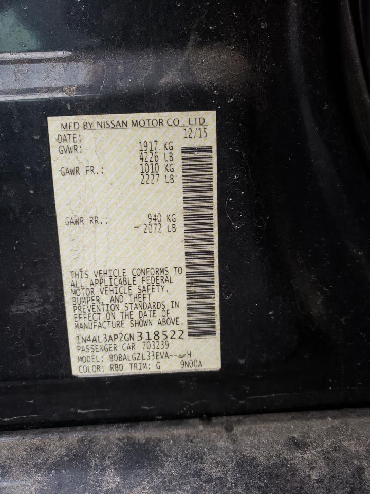 Photo 10 from auction – 2016 NISSAN ALTIMA 2.5 with VIN 1N4AL3AP2GN318522