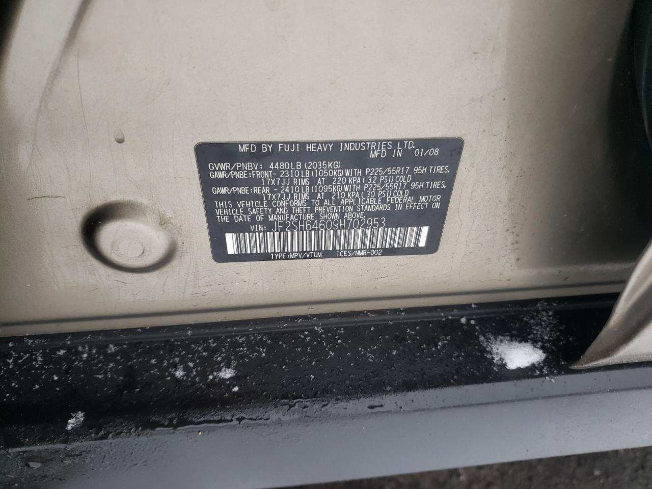 Photo 10 from auction – 2009 SUBARU FORESTER 2 with VIN JF2SH64609H702953
