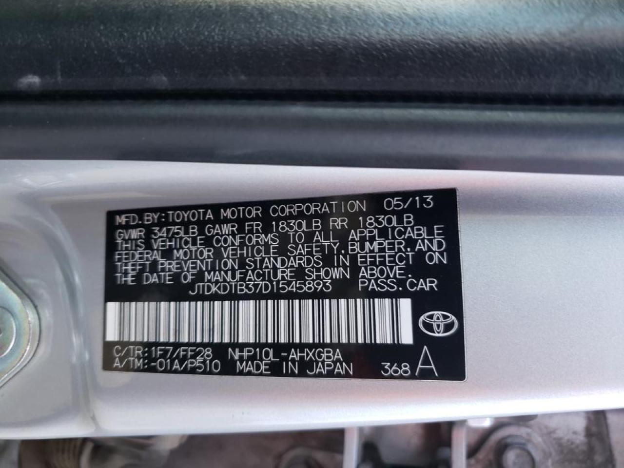 Photo 10 from auction – 2013 TOYOTA PRIUS C with VIN JTDKDTB37D1545893