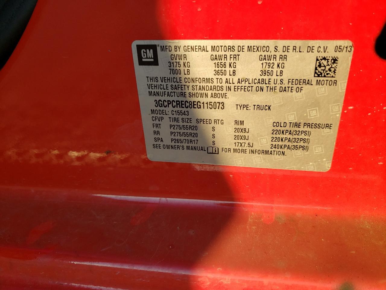 Photo 10 from auction – 2014 CHEVROLET SILVERADO with VIN 3GCPCREC8EG115073