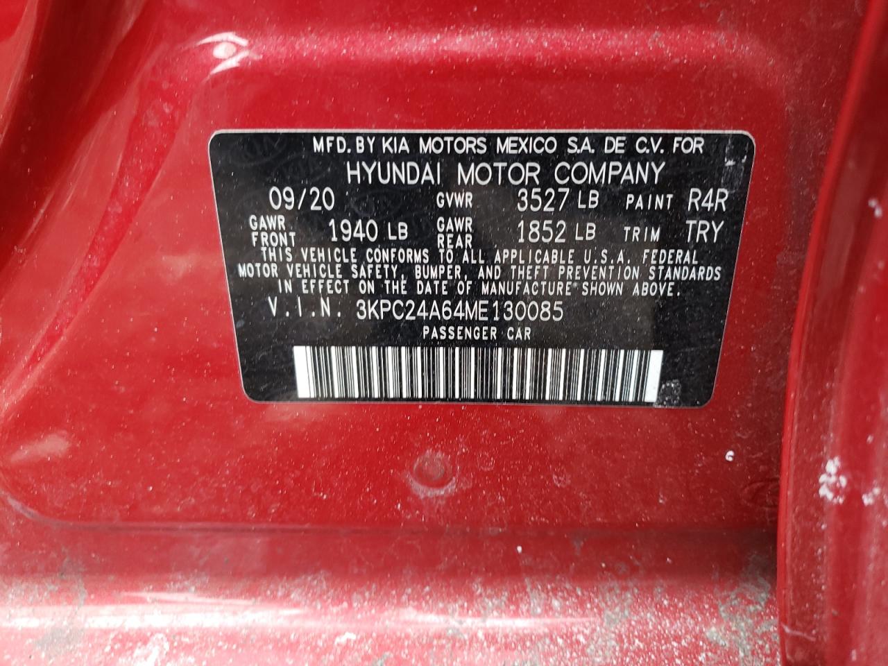 Photo 10 from auction – 2021 HYUNDAI ACCENT SE with VIN 3KPC24A64ME130085
