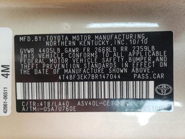 Photo 10 from auction – 2011 TOYOTA CAMRY BASE with VIN 4T4BF3EK7BR147044