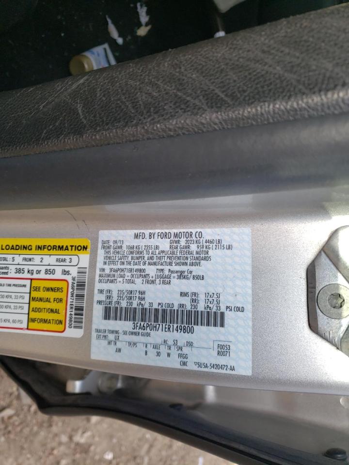 Photo 10 from auction – 2014 FORD FUSION SE with VIN 3FA6P0H71ER149800