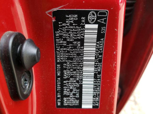 Photo 10 from auction – 2011 TOYOTA COROLLA BA with VIN 2T1BU4EE4BC654064