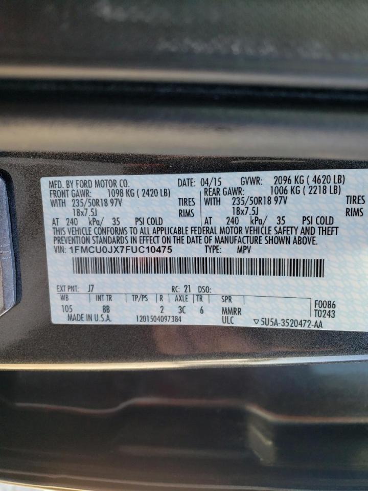 Photo 10 from auction – 2015 FORD ESCAPE TIT with VIN 1FMCU0JX7FUC10475