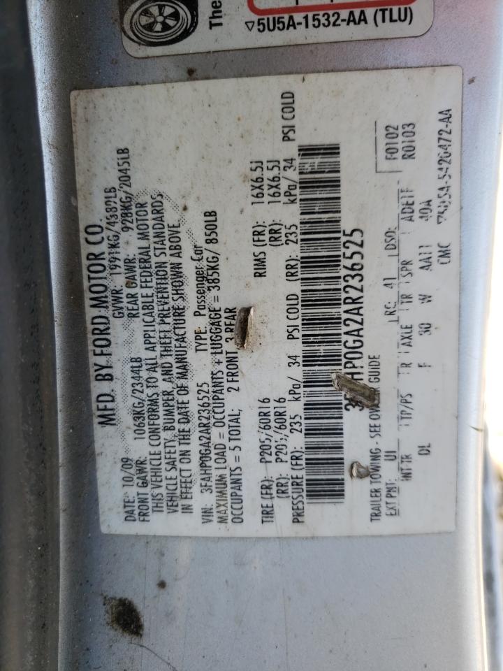 Photo 10 from auction – 2010 FORD FUSION S with VIN 3FAHP0GA2AR236525