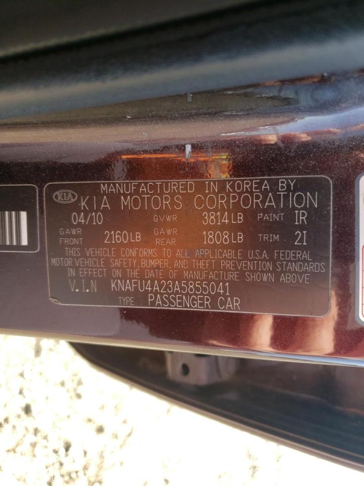 Photo 10 from auction – 2010 KIA FORTE EX with VIN KNAFU4A23A5855041