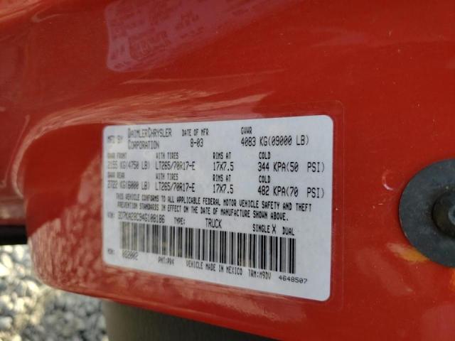 Photo 10 from auction – 2004 DODGE RAM 2500 S with VIN 3D7KA28C94G108186