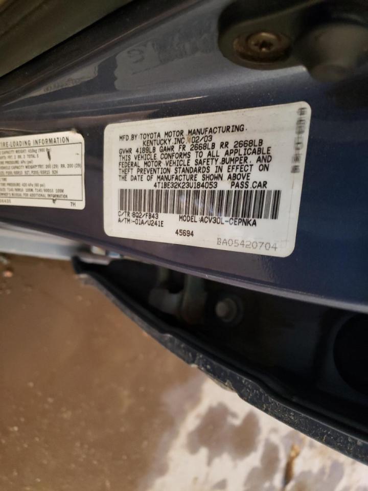 Photo 10 from auction – 2003 TOYOTA CAMRY LE with VIN 4T1BE32K23U184053