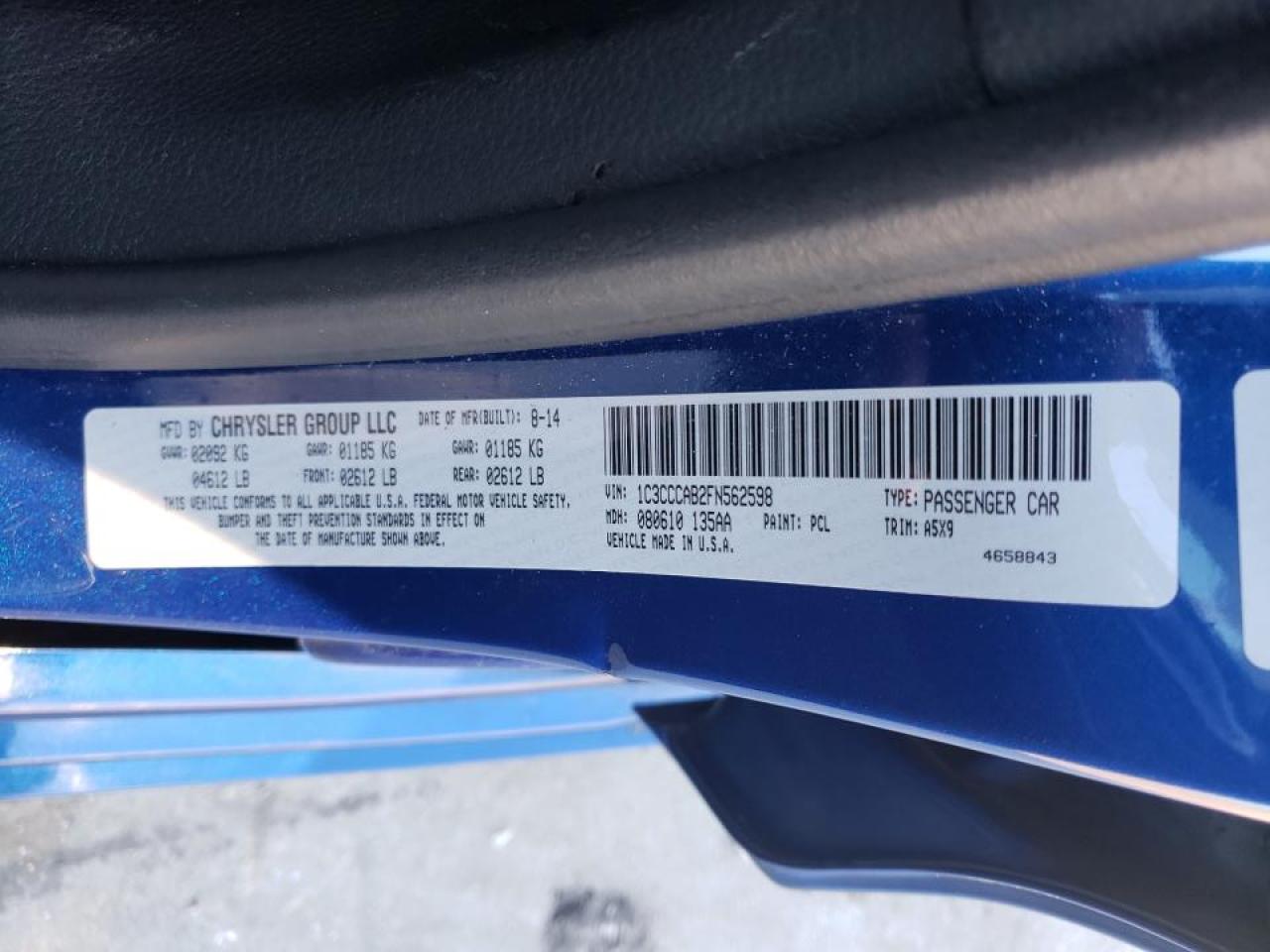 Photo 10 from auction – 2015 CHRYSLER 200 LIMITE with VIN 1C3CCCAB2FN562598