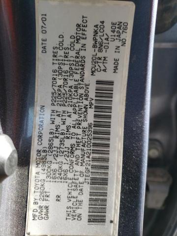 Photo 10 from auction – 2001 TOYOTA HIGHLANDER with VIN JTEGF21A210025396