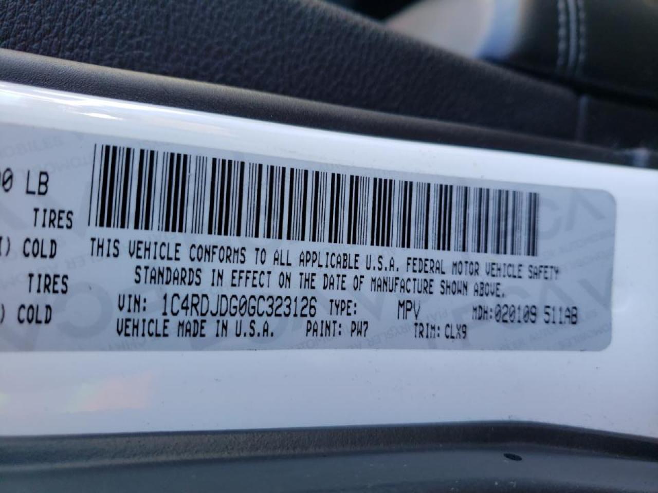 Photo 10 from auction – 2016 DODGE DURANGO LI with VIN 1C4RDJDG0GC323126