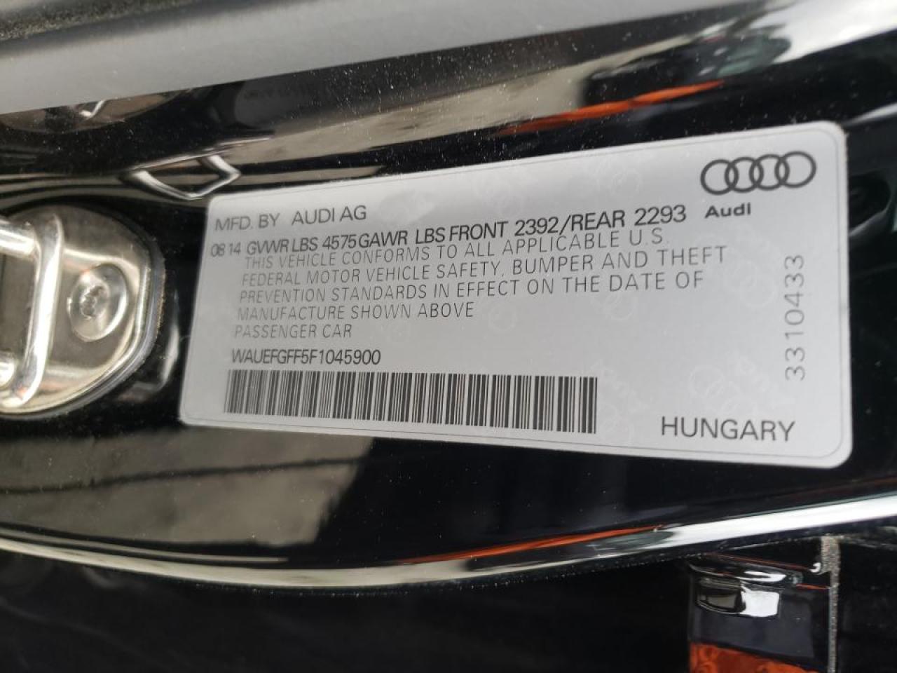 Photo 10 from auction – 2015 AUDI A3 PREMIUM with VIN WAUEFGFF5F1045900