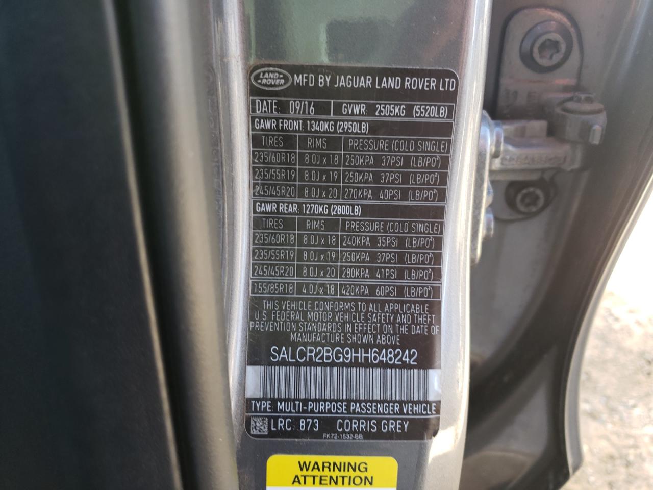 Photo 10 from auction – 2017 LAND ROVER DISCOVERY with VIN SALCR2BG9HH648242