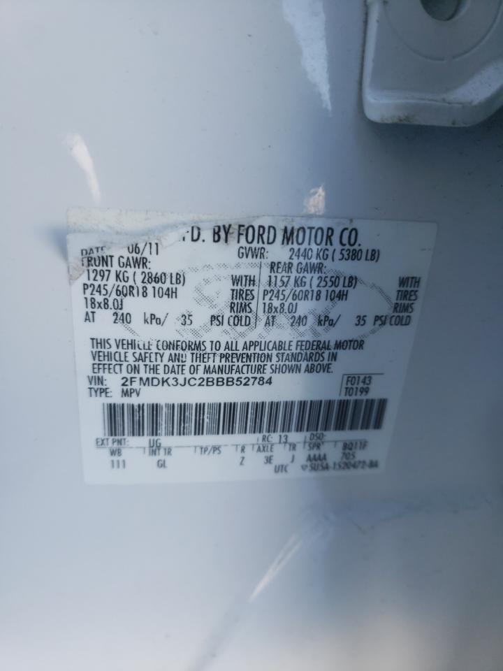 Photo 10 from auction – 2011 FORD EDGE SEL with VIN 2FMDK3JC2BBB52784