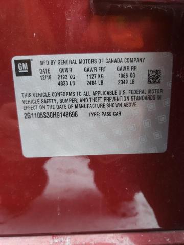Photo 10 from auction – 2017 CHEVROLET IMPALA LT with VIN 2G1105S30H9148698