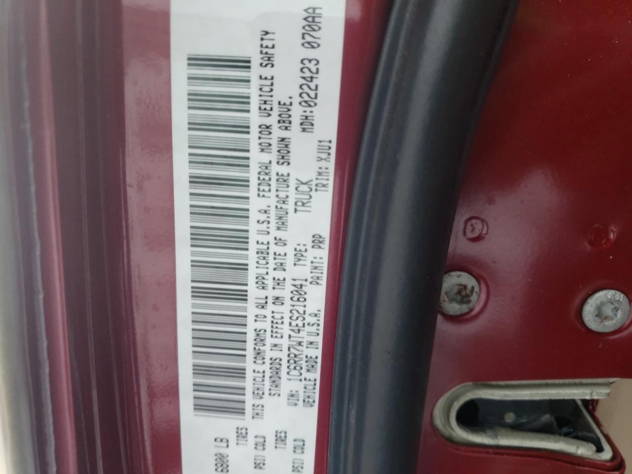 Photo 10 from auction – 2014 RAM 1500 LONGH with VIN 1C6RR7WT4ES216041