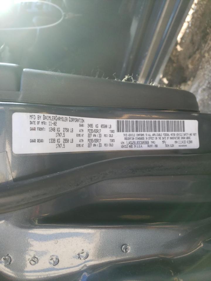 Photo 10 from auction – 2003 JEEP GRAND CHER with VIN 1J4GW58J83C605968