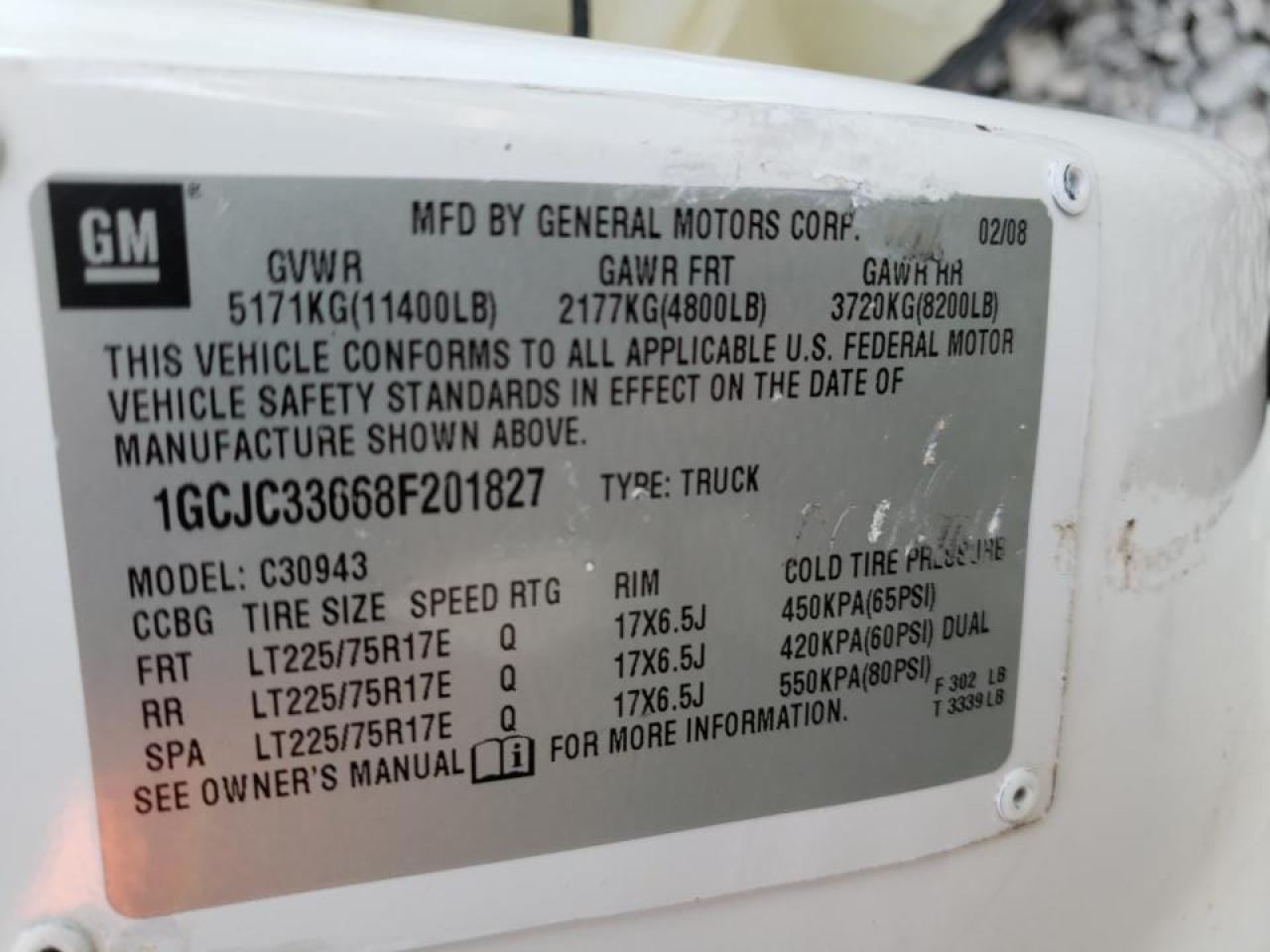 Photo 10 from auction – 2008 CHEVROLET SILVERADO with VIN 1GCJC33668F201827