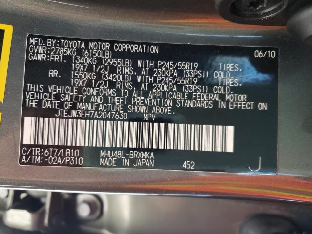 Photo 10 from auction – 2010 TOYOTA HIGHLANDER with VIN JTEJW3EH7A2047630